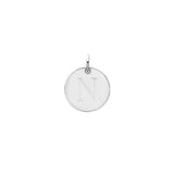 Engraved initial N disc charm in sterling silver, front view variant--N variant--Sterling-silver