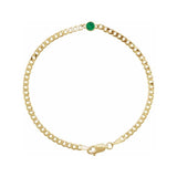 Natural Emerald link bracelet in solid gold with 5mm ethically sourced stone variant--Emerald-Nat variant--Emerald-Lab