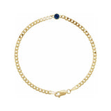 Natural Sapphire link bracelet in solid gold with 5mm ethically sourced stone variant--Sapphire-Nat variant--Sapphire-Lab