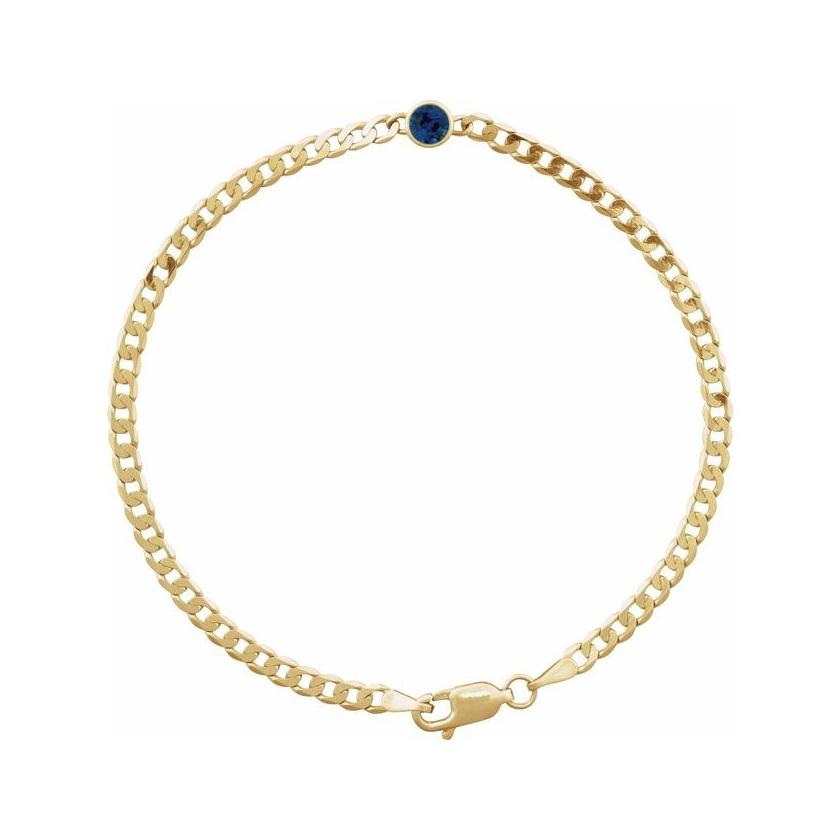 Natural Sapphire link bracelet in solid gold with 5mm ethically sourced stone