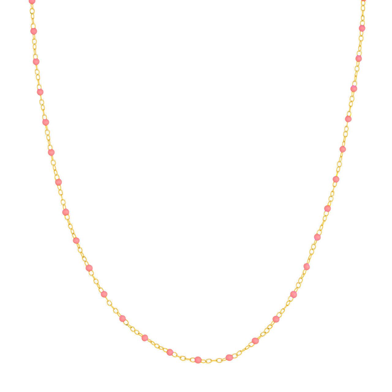 Necklace (18in) Pink Enamel Bead Chain Necklace Fun Beaded Colorful Chain(18-in)(18in) variant--Pink variant--Gold-fill variant--Necklace-(18in) variant--14K-yellow-gold