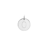 Engraved initial O disc charm in sterling silver, front view variant--O variant--Sterling-silver