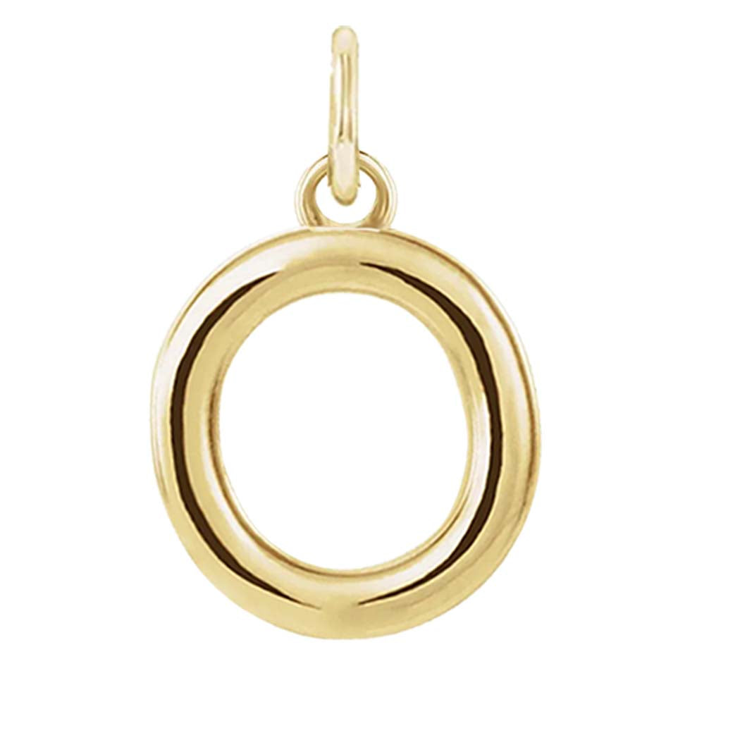 Modern initial charm letter O in 14K yellow gold variant--O variant--14K-yellow-gold