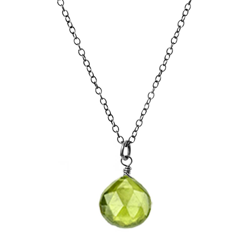 Oxidized Sterling silver Peridot necklace, Oxidized Sterling silver Peridot gemstone necklace, Oxidized Sterling silver Peridot birthstone necklace