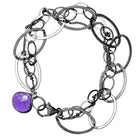 Oxidized sterling silver Amethyst bracelet, Oxidized sterling silver Amethyst gemstone bracelet, Oxidized sterling silver Amethyst birthstone bracelet