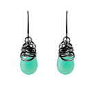 Handmade Chrysoprase dangle earrings in Oxidized sterling silver for perfect birthstone gift