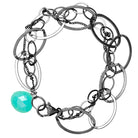 Oxidized sterling silver Chrysoprase bracelet, Oxidized sterling silver Chrysoprase gemstone bracelet, Oxidized sterling silver Chrysoprase birthstone bracelet