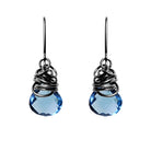 Handmade London Topaz dangle earrings in Oxidized sterling silver for perfect birthstone gift