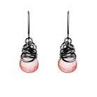 Handmade Pink Topaz dangle earrings in Oxidized sterling silver for perfect birthstone gift