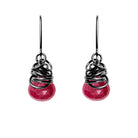 Handmade Ruby dangle earrings in Oxidized sterling silver for perfect birthstone gift