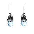 Handmade Swiss Topaz dangle earrings in Oxidized sterling silver for perfect birthstone gift