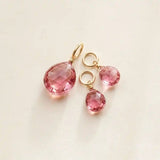 Dainty 6mm briolette charm made from natural pink topaz, set in gold-fill for layering.