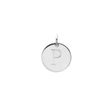 Engraved initial P disc charm in sterling silver, front view variant--P variant--Sterling-silver