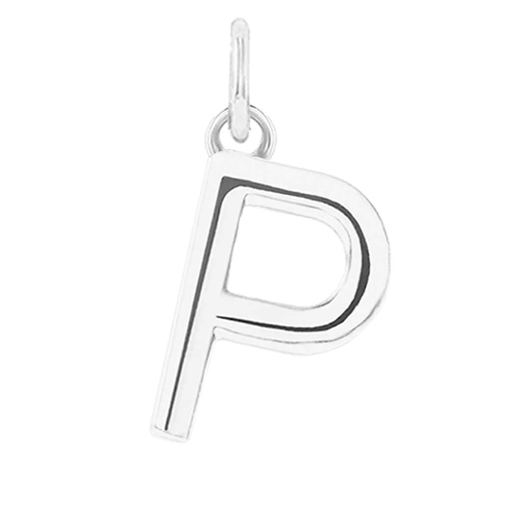 Modern initial charm letter P in 14K white gold variant--P variant--Sterling-silver variant--14K-white-gold