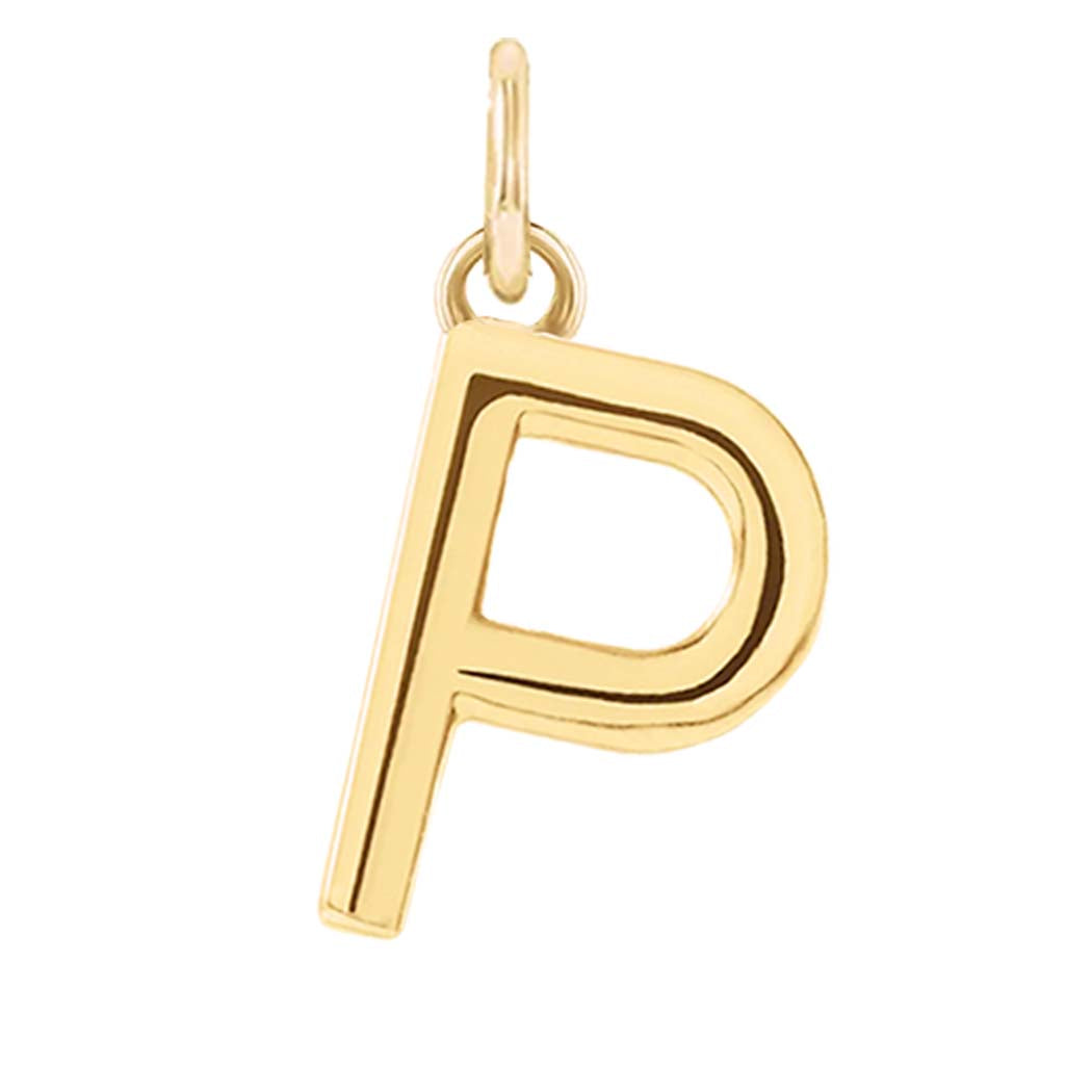 Modern initial charm letter P in 14K yellow gold variant--P variant--14K-yellow-gold