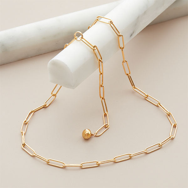 14k gold-fill paperclip chain necklace, handmade in the USA, perfect for layering or wearing solo.