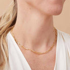Gold paper clip chain necklace on model — timeless, giftable jewelry for birthdays, anniversaries, or special moments