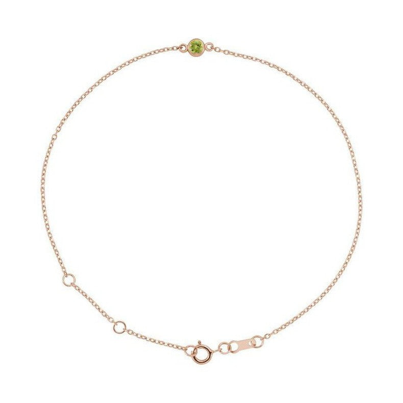 Peridot / Aug 14K rose gold bracelet, Peridot / Aug 14K rose gold birthstone bracelet, Peridot / Aug 14K rose gold gemstone bracelet