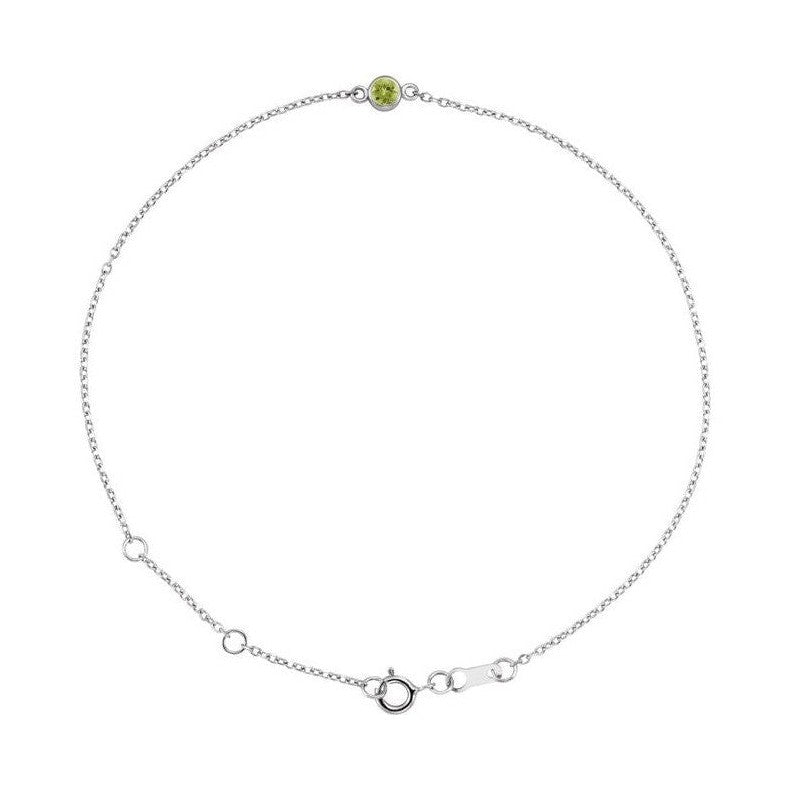 Peridot / Aug 14K white gold bracelet, Peridot / Aug 14K white gold birthstone bracelet, Peridot / Aug 14K white gold gemstone bracelet