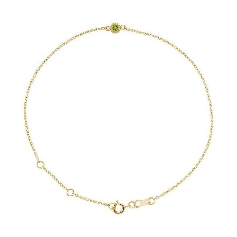 Peridot / Aug 14K yellow gold bracelet, Peridot / Aug 14K yellow gold birthstone bracelet, Peridot / Aug 14K yellow gold gemstone bracelet