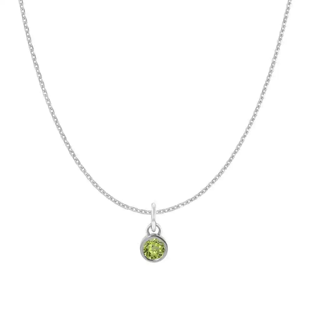 Sapphire birthstone charm necklace in 14K rose gold, bezel-set pendant, product shot variant--14K-rose-gold variant--Sapphire