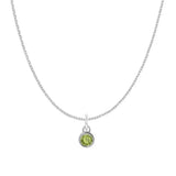 Sapphire birthstone charm necklace in 14K rose gold, bezel-set pendant, product shot variant--14K-rose-gold variant--Sapphire