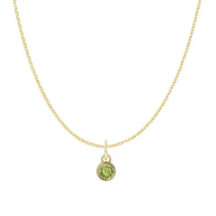 Peridot birthstone necklace, crafted in 14K gold with a vivid birthstone centerpiece variant--14K-yellow-gold variant--Peridot