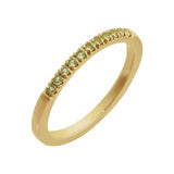 Handcrafted stackable ring in 14K yellow gold, adorned with a subtle peridot gem. variant--14K-yellow-gold