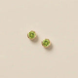 Peridot stud earrings in 14K gold, 4mm genuine peridot, product shot