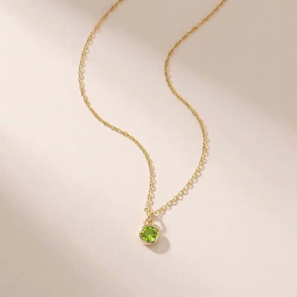 Peridot birthstone necklace, a meaningful zodiac piece for birthday gifting variant--14K yellow gold