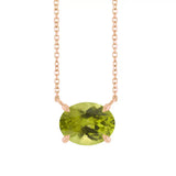 East West Oval 14K rose gold Necklace in Peridot variant--14K-rose-gold variant--Peridot