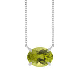 East West Oval Sterling silver Necklace in Ruby variant--14K-white-gold variant--Peridot