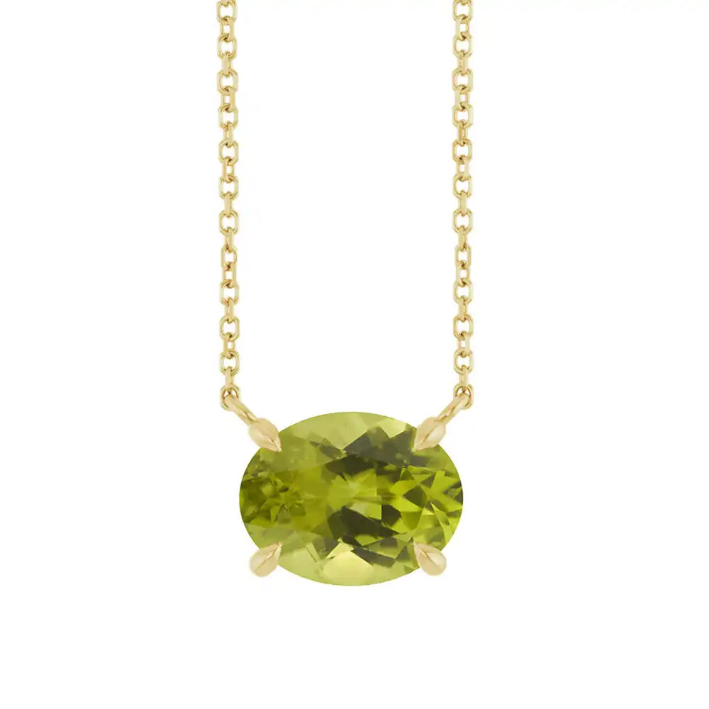 East West Oval 14K yellow gold Necklace in Peridot variant--14K-yellow-gold variant--Peridot