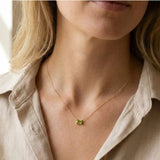 Minimalist birthstone necklace featuring a 5x3mm emerald shown on model variant-14K-yellow-gold variant-14K-white-gold variant-14K-rose-gold variant-Sterling-silver