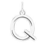 Modern initial charm letter Q in 14K white gold variant--Q variant--Sterling-silver variant--14K-white-gold