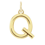 Modern initial charm letter Q in 14K yellow gold variant--Q variant--14K-yellow-gold