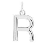 Modern initial charm letter R in 14K white gold variant--R variant--Sterling-silver variant--14K-white-gold