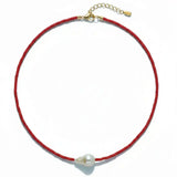 Red Beaded Pearl Choker