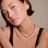 Red Beaded Pearl Choker