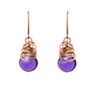 Handmade Amethyst dangle earrings in Rose Gold-fill for perfect birthstone gift