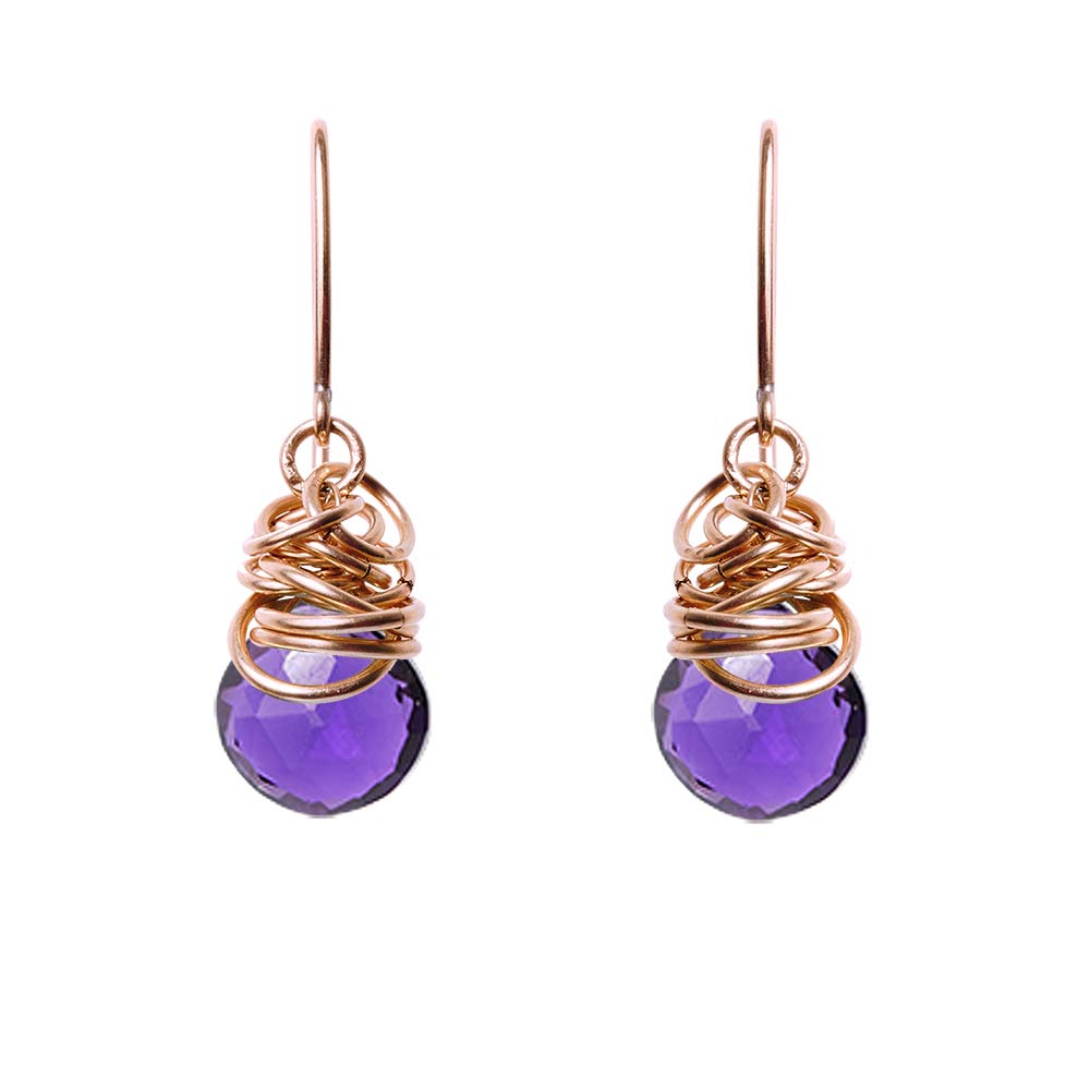 Rose Gold-fill Amethyst earrings, Rose Gold-fill Amethyst gemstone earrings, Rose Gold-fill Amethyst birthstone earrings