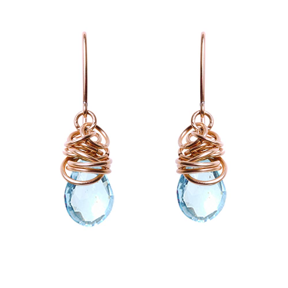 Rose Gold-fill Aquamarine earrings, Rose Gold-fill Aquamarine gemstone earrings, Rose Gold-fill Aquamarine birthstone earrings