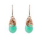 Handmade Chrysoprase dangle earrings in Rose Gold-fill for perfect birthstone gift