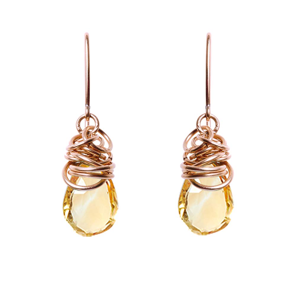 Rose Gold-fill Citrine earrings, Rose Gold-fill Citrine gemstone earrings, Rose Gold-fill Citrine birthstone earrings