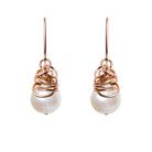 Handmade Pearl dangle earrings in Rose Gold-fill for perfect birthstone gift