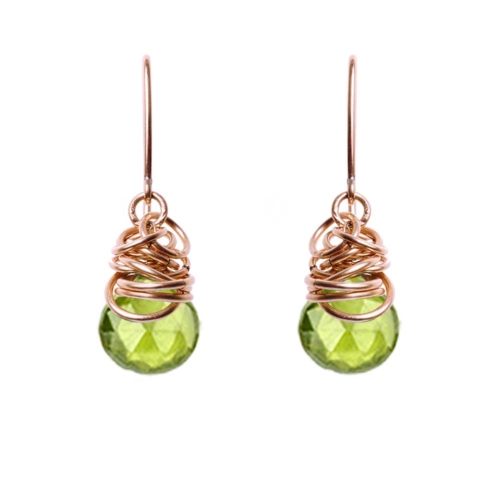 Rose Gold-fill Peridot earrings, Rose Gold-fill Peridot gemstone earrings, Rose Gold-fill Peridot birthstone earrings