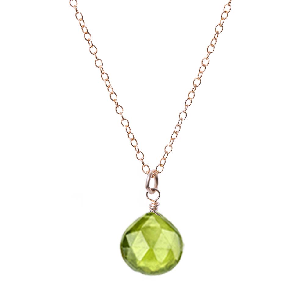 Rose Gold-fill Peridot necklace, Rose Gold-fill Peridot gemstone necklace, Rose Gold-fill Peridot birthstone necklace