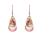 Handmade Pink Topaz dangle earrings in Rose Gold-fill for perfect birthstone gift