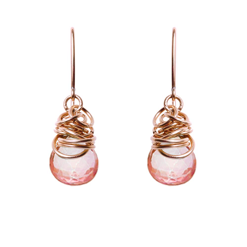 Rose Gold-fill Pink Topaz earrings, Rose Gold-fill Pink Topaz gemstone earrings, Rose Gold-fill Pink Topaz birthstone earrings