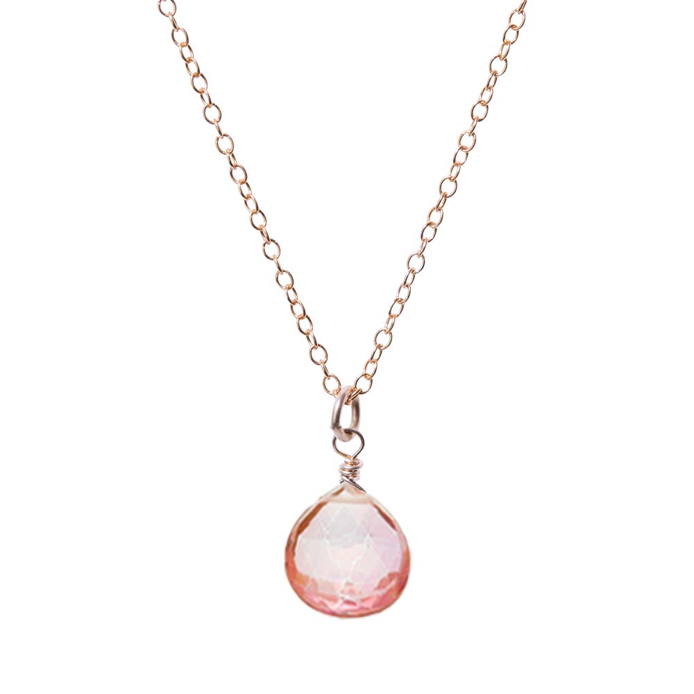 Rose Gold-fill Pink Topaz necklace, Rose Gold-fill Pink Topaz gemstone necklace, Rose Gold-fill Pink Topaz birthstone necklace